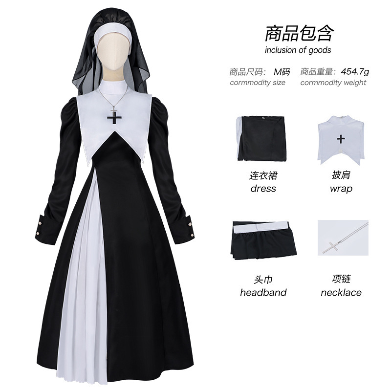 Robe plissée pour femmes europ - Anime Cosplay Nun avis et prix