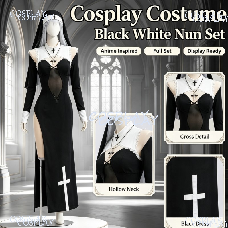 Costume uniforme à fente haute - Anime Cosplay Nun avis et prix